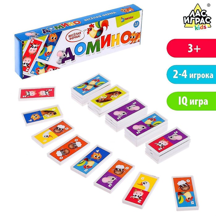 Игра Домино Весёлая ферма пластик 28 деталей 4973116 4973116 - фото 160266