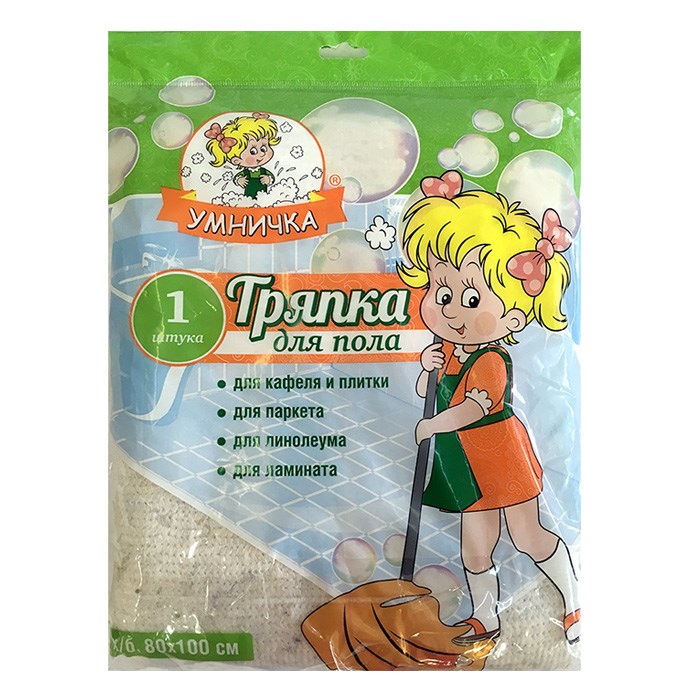 Тряпка для пола Умничка 80*100см х/б белая 1*20 MPU1189 - фото 162999