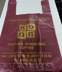 Пакет УПС Майка (красная) 300+150х50=16мкм 1/3000 34582