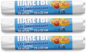 Пакеты фас 25х32 для заморозки 1/30 рулон повышеной прочности 1*10*100 34517