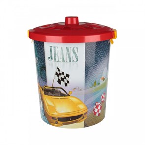 Контейнер для игрушек 40л Гонки (круглый) М2332 1*5 М2332